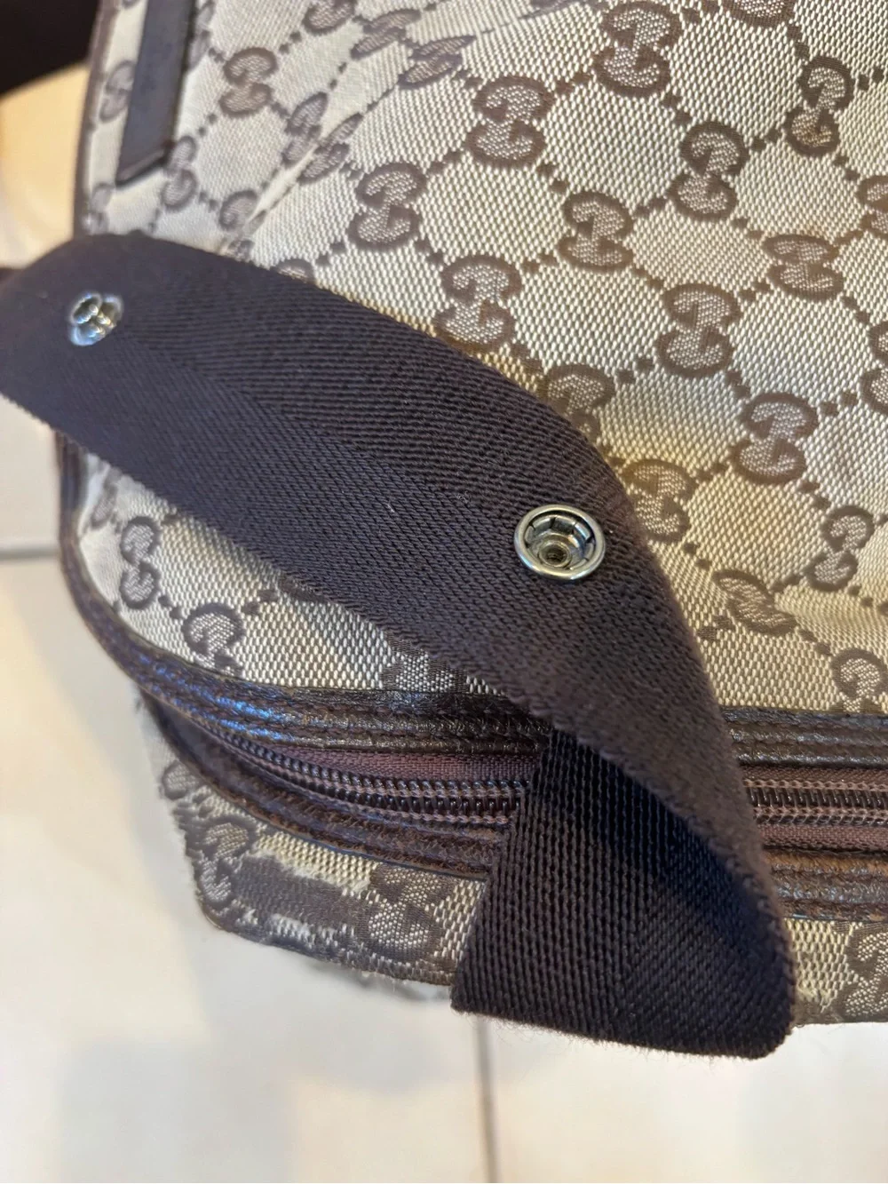 Gucci Beige & Brown GG Canvas Messenger Baby Bag